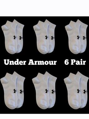 Under Armour Training No Show Socks BNWT White Black Logo Womens Small Youth Lg